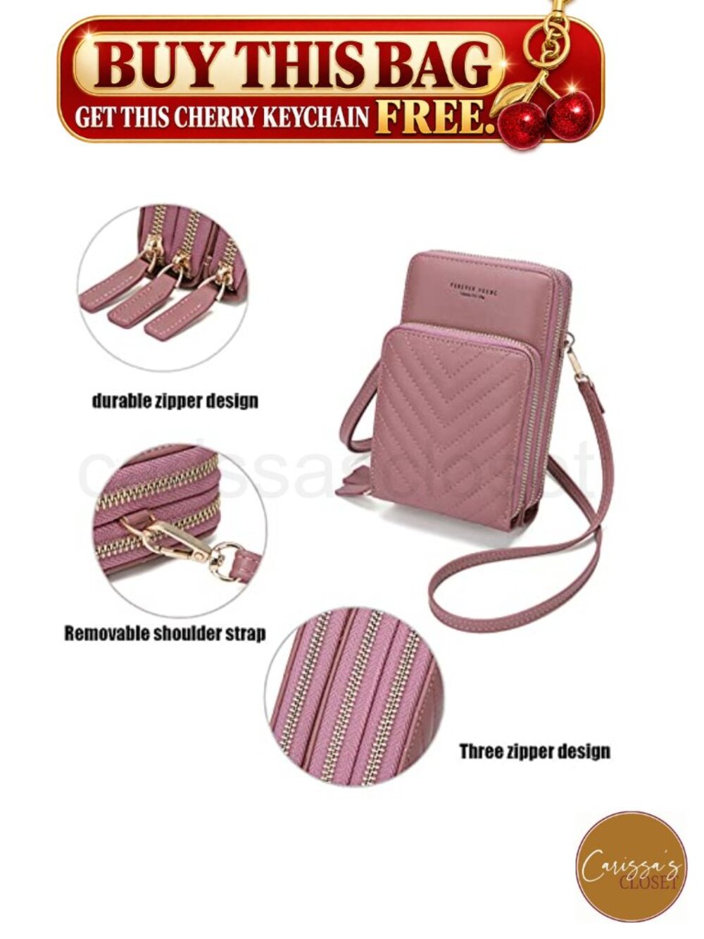β¨myfriday Small Cell Phone Crossbody Bag Multi-Pocket 8 Card Slots PU Leather - Picture 4 of 6